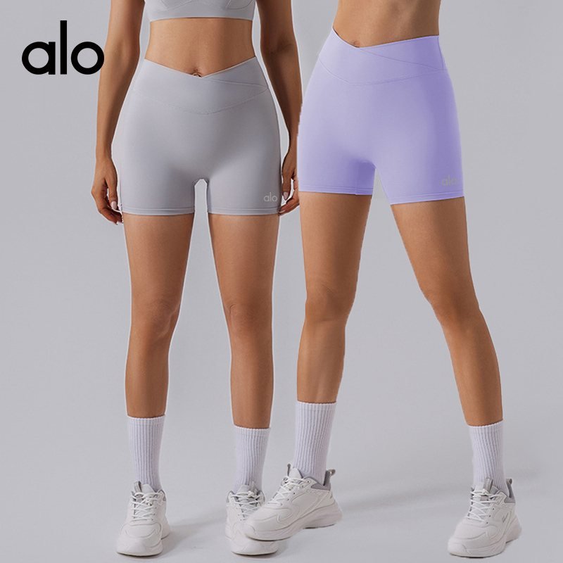 Alo Airlift shorts training light gray lavender and tan yoga