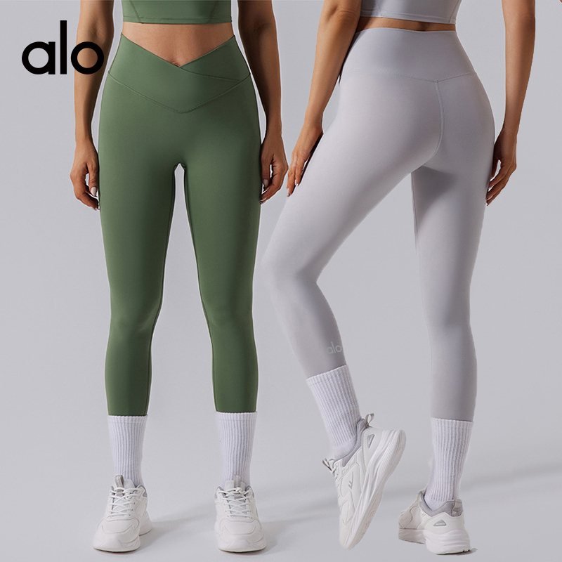 Alo Leggings aloyoga nude stretch high waist hip lifting tummy control quick drying fitness pants tight yoga