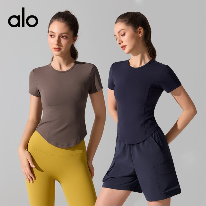 Alo t-shirt training taupe yoga