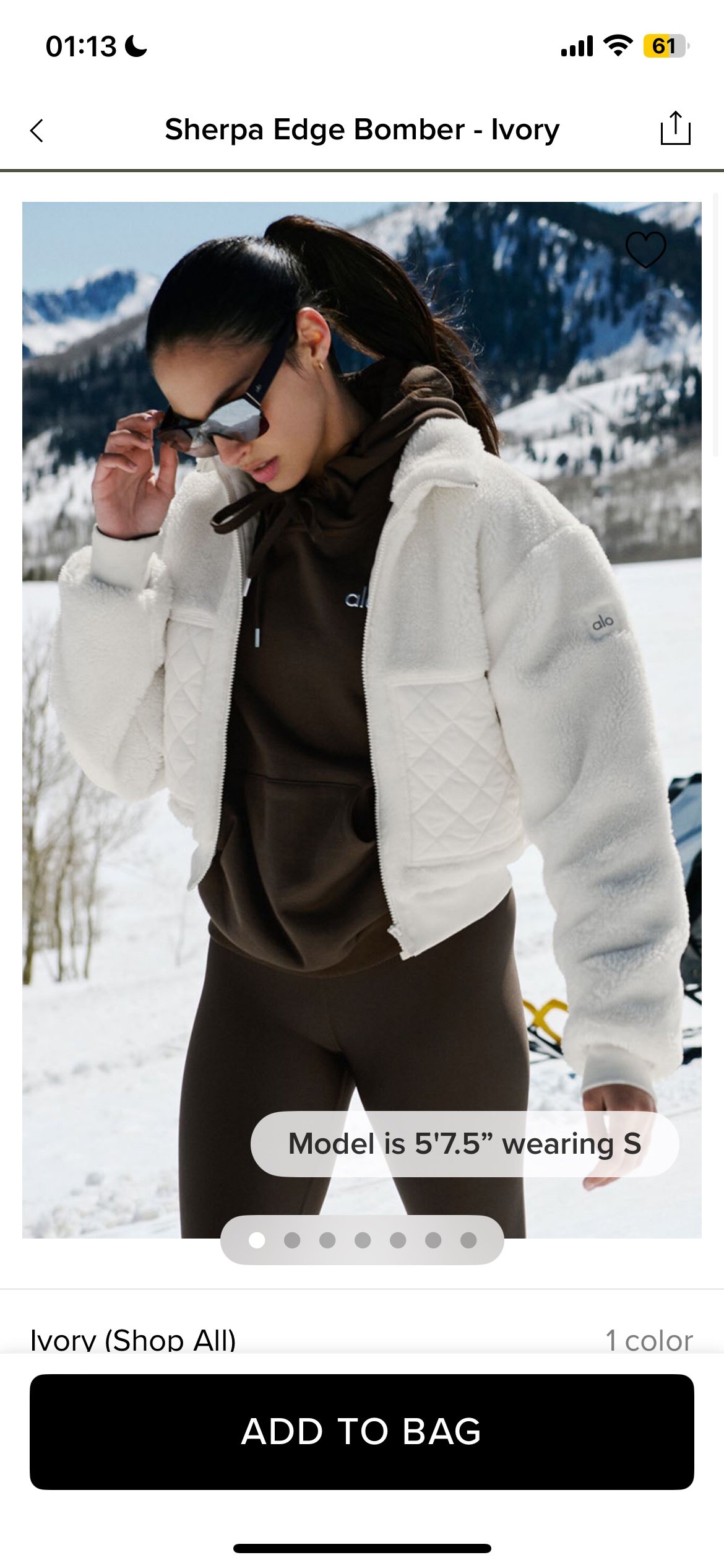 Alo Sherpa Edge Bomber jacket everyday ivory yoga