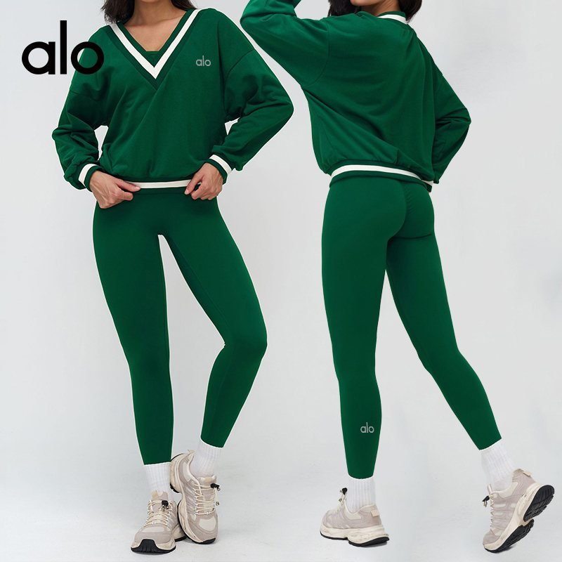 Alo long sleeve everyday green and burgundy yoga