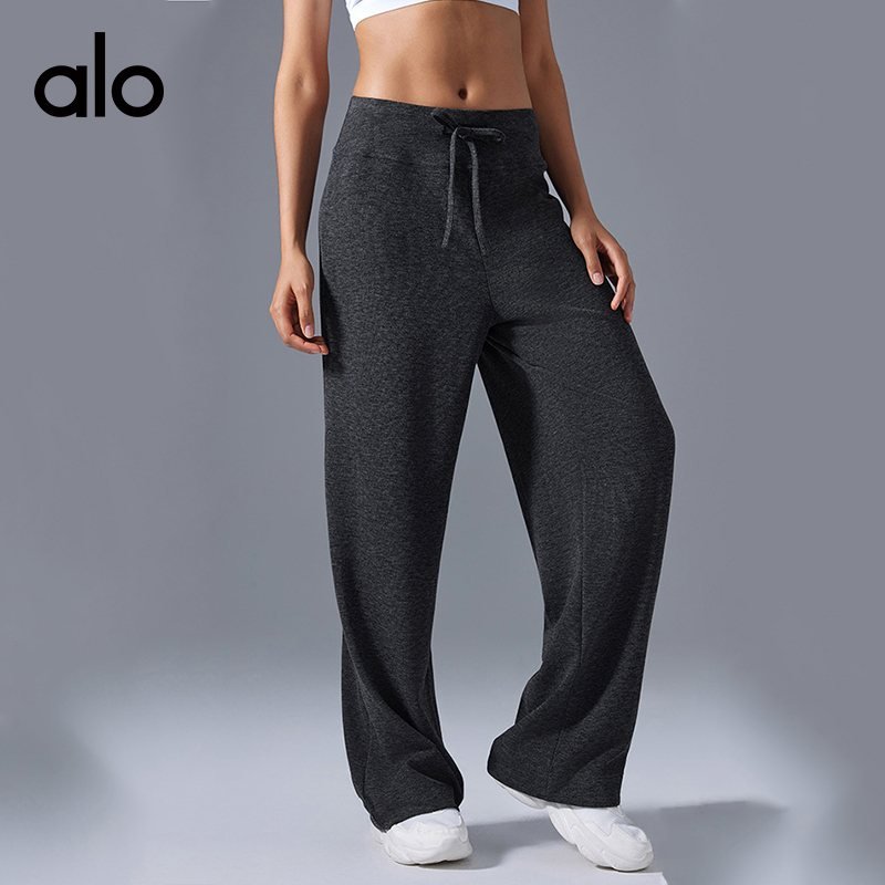 Alo Leggings aloyoga loose and versatile wide-leg pants for women high-waisted drawstring sports pants drapey casual