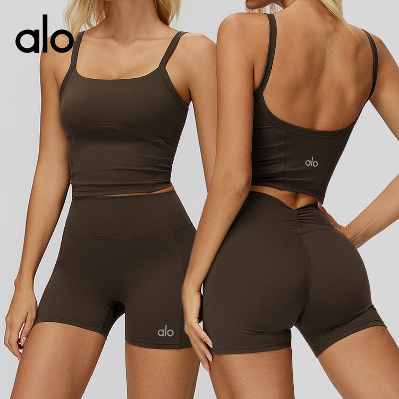 Alo tank yoga brown and mauve