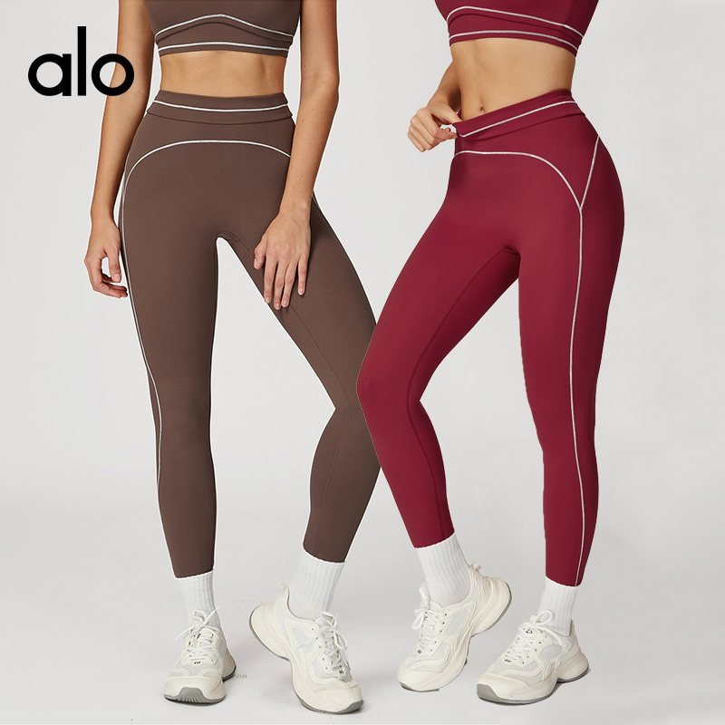 Alo Leggings aloyoga contrasting dark hair yoga trousers folded high waist tight trousers outdoor sports pants