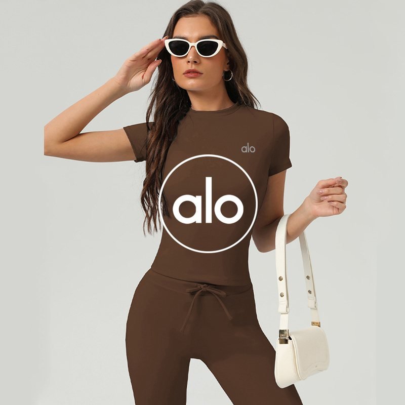 Alo t-shirt everyday brown and light blue yoga