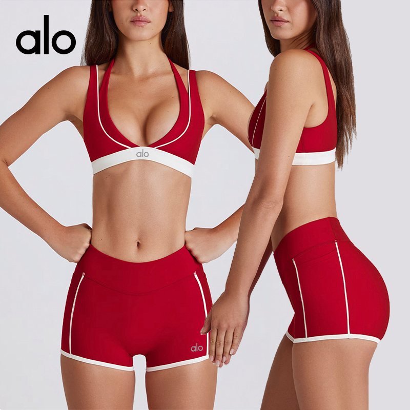 Alo sports bra training red yoga