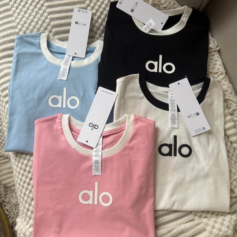 Alo t-shirt everyday pink light blue black and white yoga