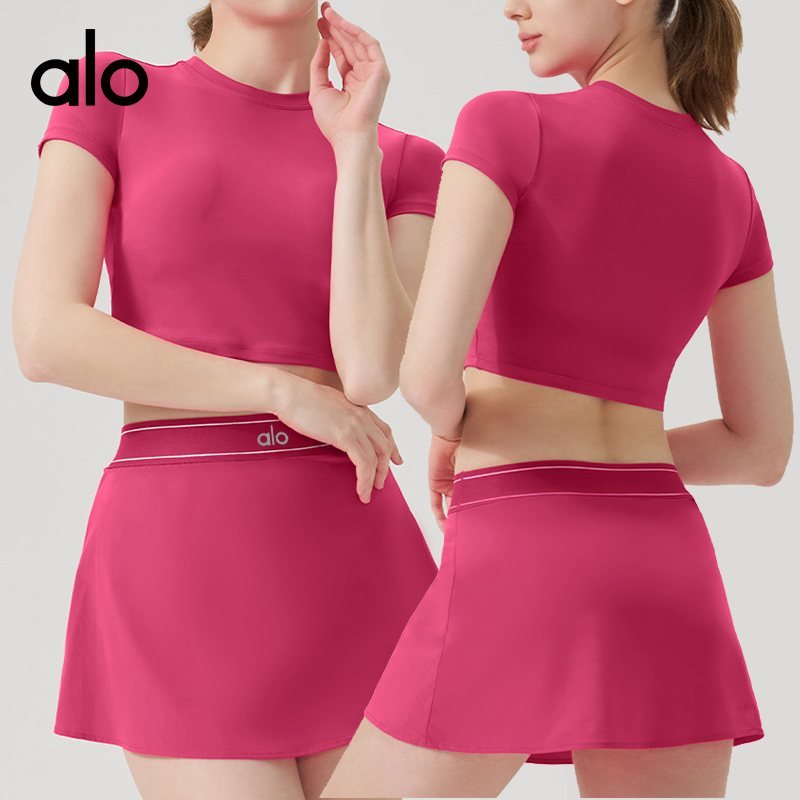Alo t-shirt studio pink and teal yoga