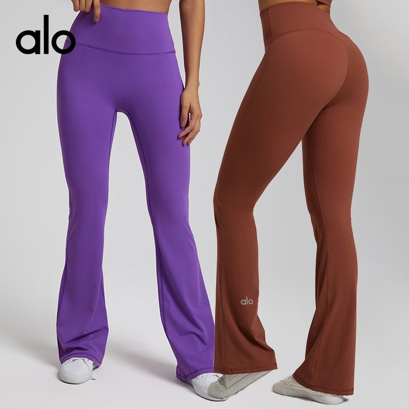 Alo Leggings aloyoga nude stretch sports bell bottoms tight slimming high waist peach hip pants