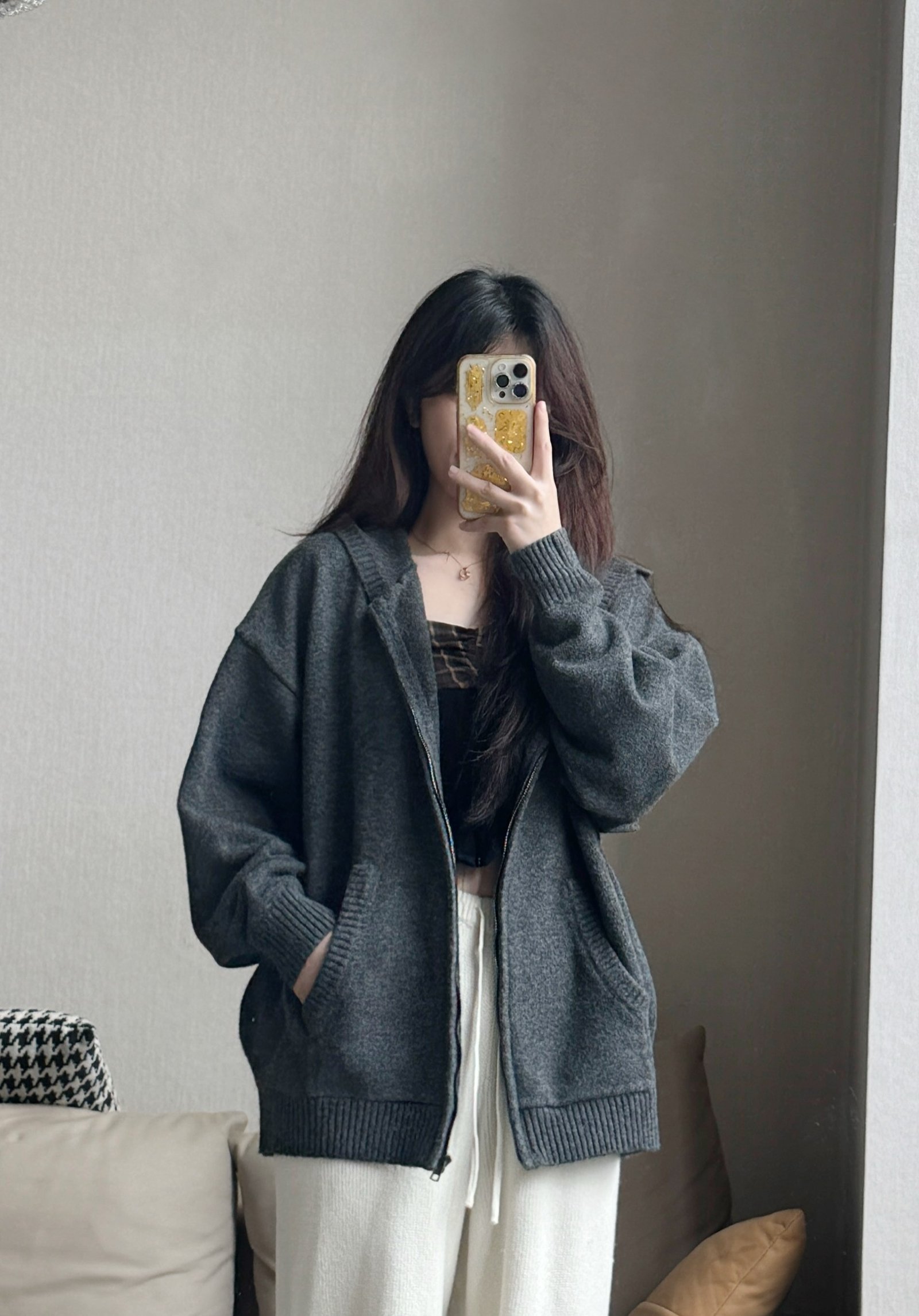 Alo jacket lounge charcoal gray yoga