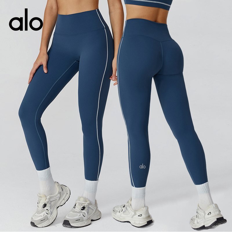 Alo leggings training blue white and gray yoga