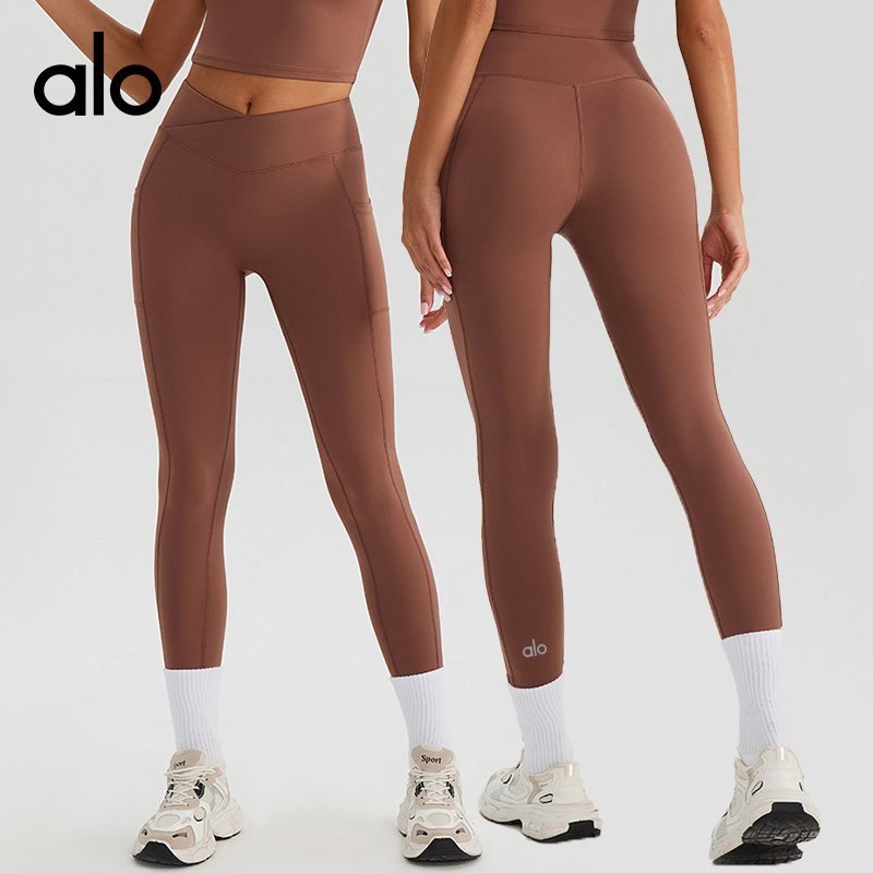 Alo Airlift leggings training brown and yellow yoga
