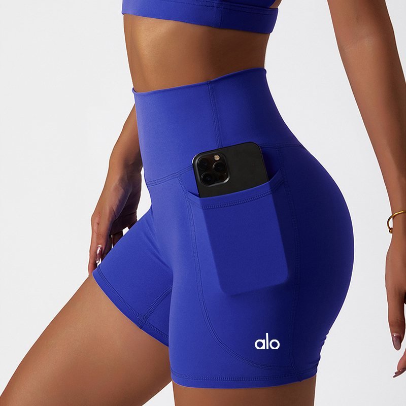 Alo Airlift shorts training blue and gray yoga