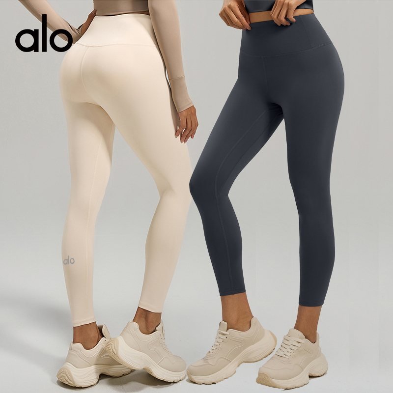 Alo Leggings aloyoga nude peach high waist hip lifting fitness pants running sports tummy control yoga