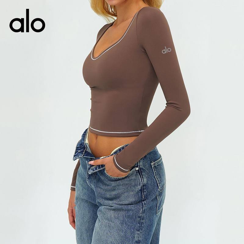 Alo long sleeve everyday navy blue and brown