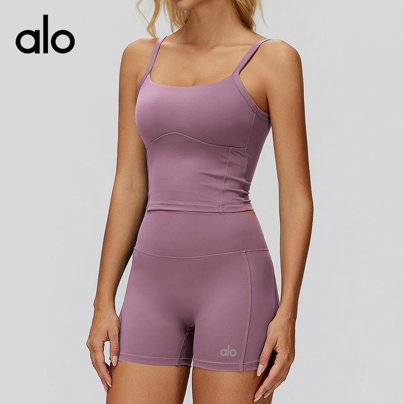 Alo tank yoga marrone e malva