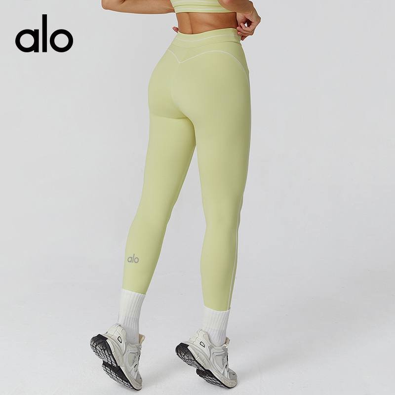 Alo Leggings aloyoga contrasting dark hair yoga trousers folded high waist tight trousers outdoor sports pants