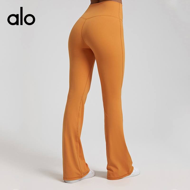 Alo Leggings aloyoga nude stretch sports bell bottoms tight slimming high waist peach hip pants