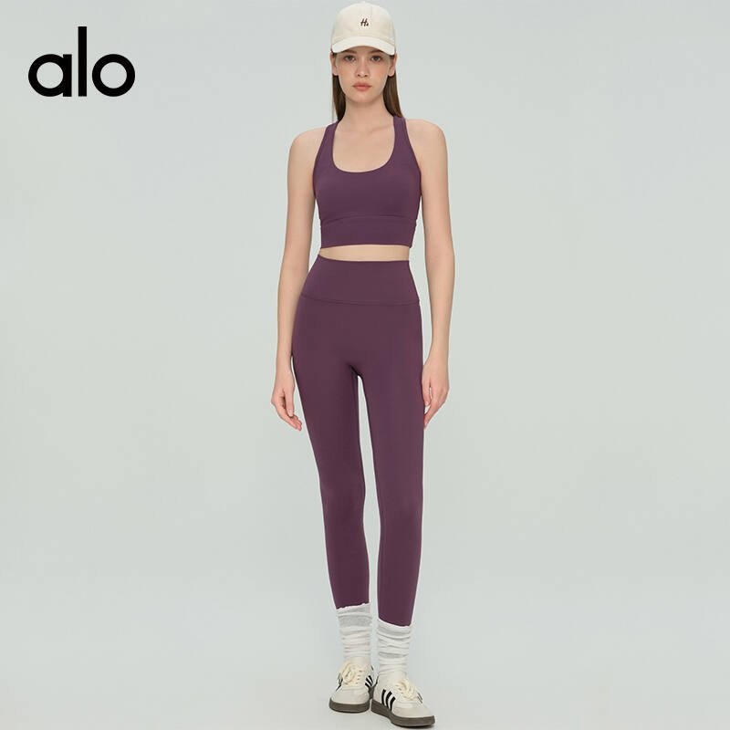 Alo Airlift leggings yoga navy and brown