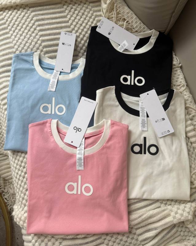 Alo t-shirt everyday pink light blue black and white yoga