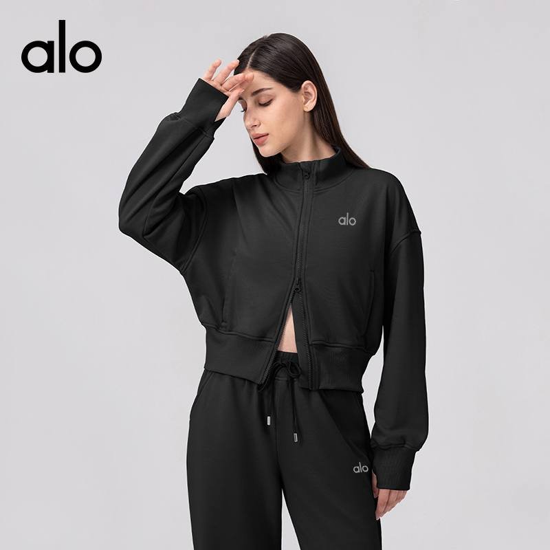 Alo jacket lounge light blue and light heather gray yoga