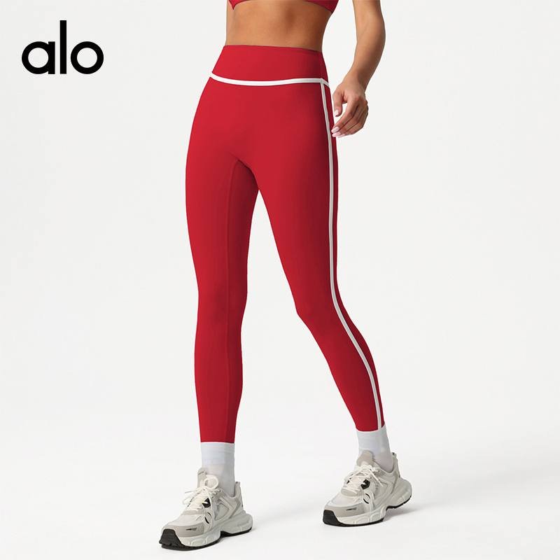 Alo Leggings aloyoga nude contrasting color high-waisted yoga pants quick-drying running fitness tight nine-point