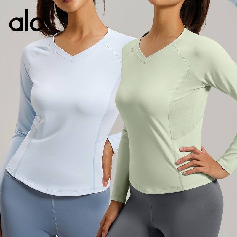 Alo long sleeve studio white yoga