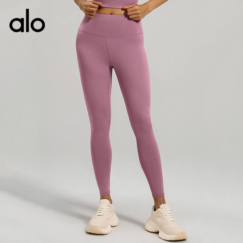 Alo Leggings aloyoga nude peach high waist hip lifting fitness pants running sports tummy control yoga