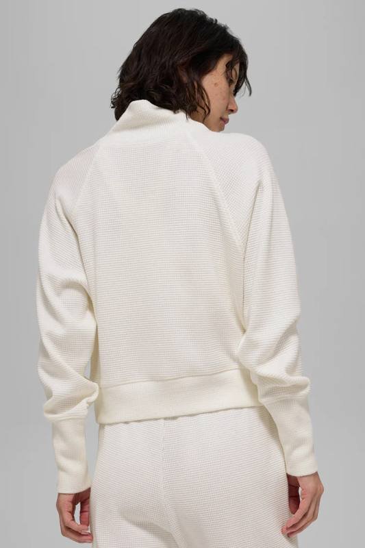 Alo Waffle Weekend Escape Mock Neck Long Sleeve long sleeve lounge ivory yoga
