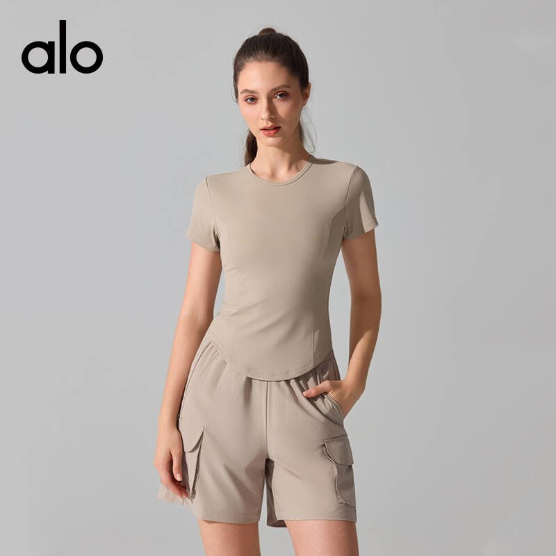T-shirt da allenamento Alo tortora