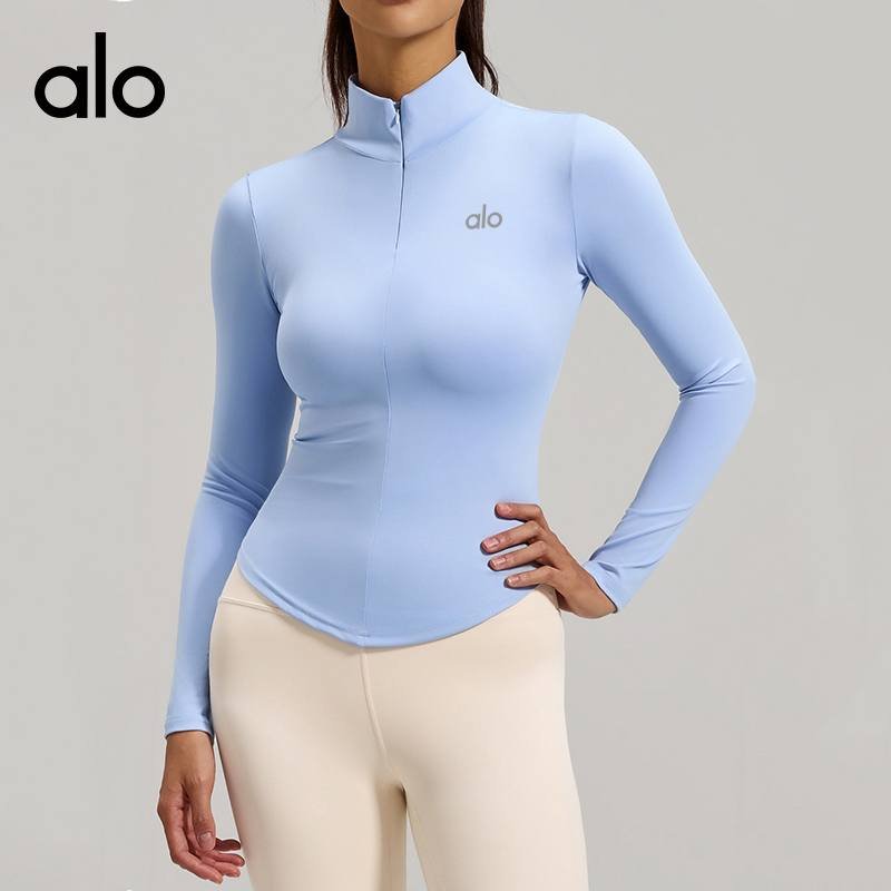 Alo long sleeve studio light blue yoga