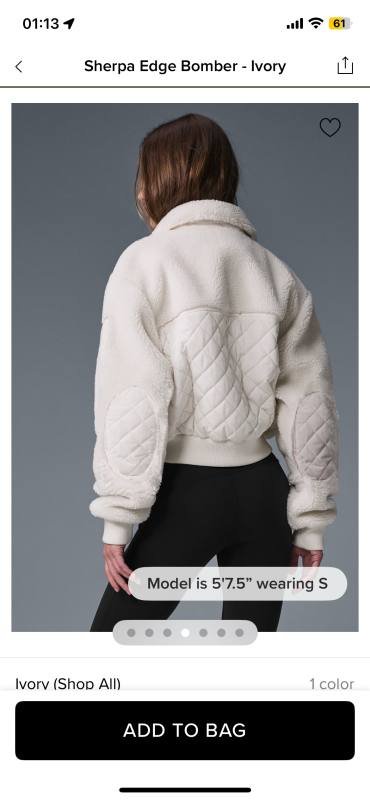 Alo Sherpa Edge Bomber jacket everyday ivory yoga