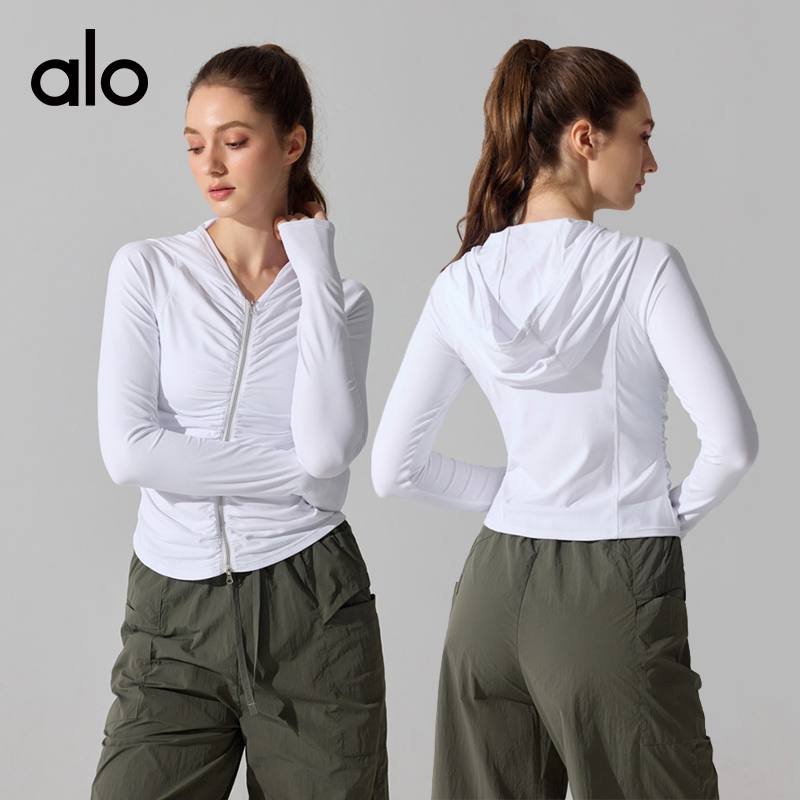 Alo jacket everyday white and heather gray yoga