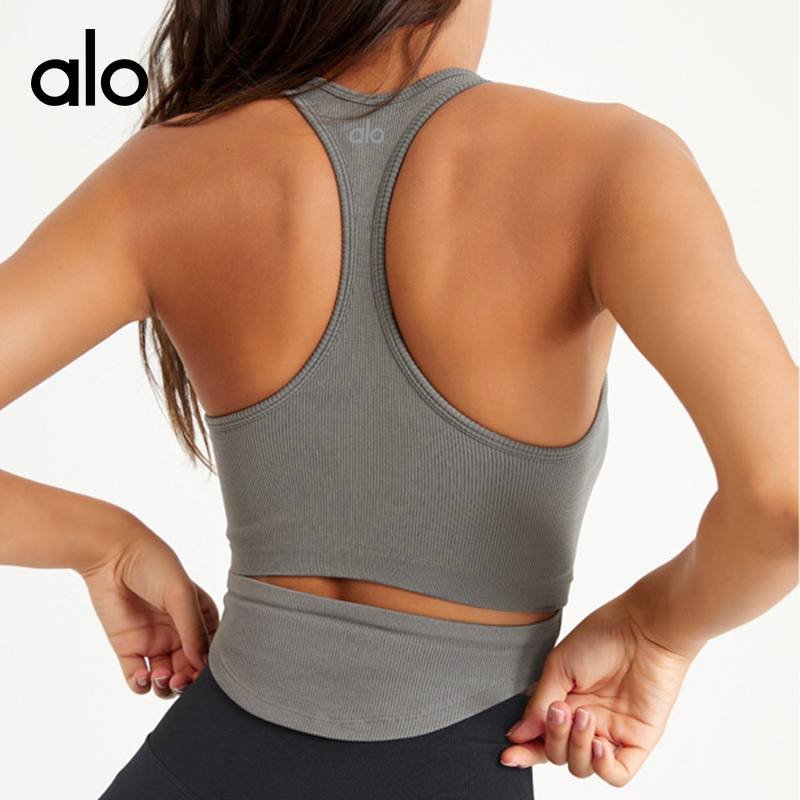 Alo Canotta aloyoga gilet con cerniera frontale intimo antiurto reggiseno sportivo stretto abbigliamento da yoga