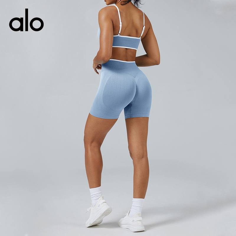 Alo shorts training teal and pink yoga