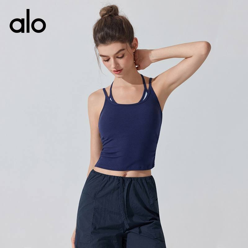 Alo tank yoga light pink taupe heather gray