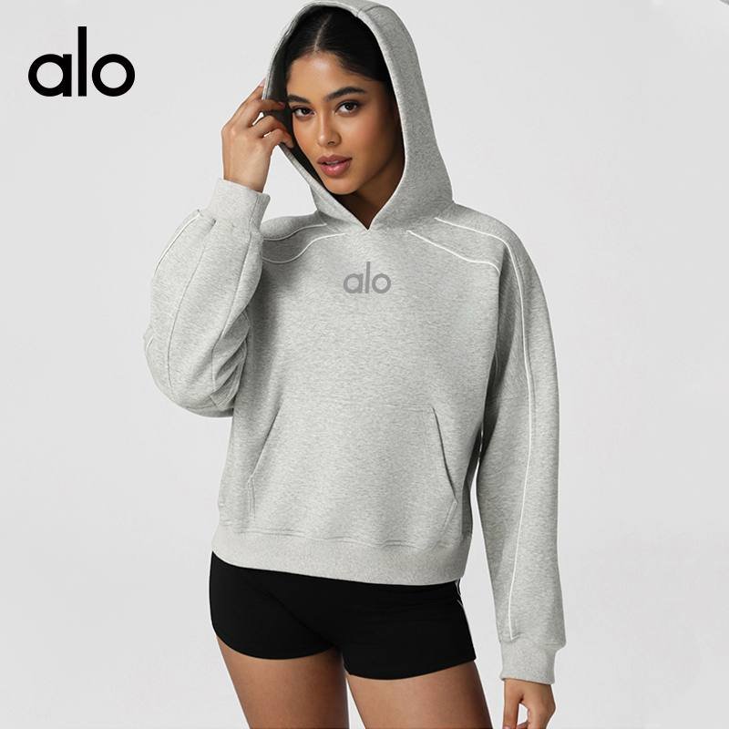 Alo long sleeve lounge light gray yoga