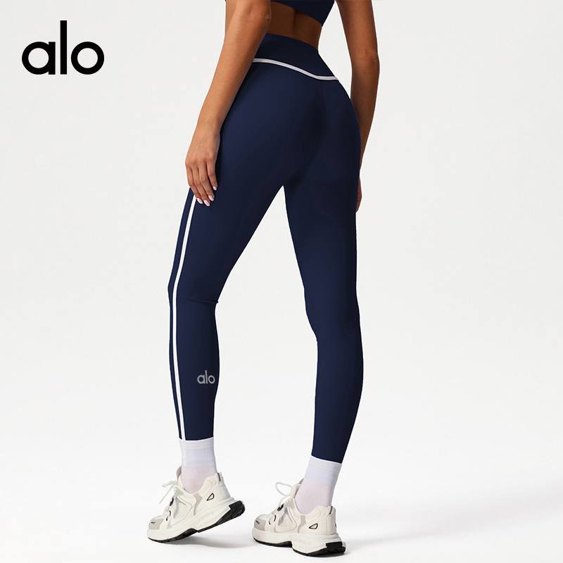 Alo Leggings aloyoga nude contrasting color high-waisted yoga pants quick-drying running fitness tight nine-point