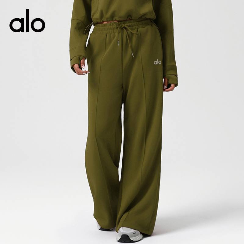 Alo Leggings aloyoga high waist drawstring sports casual trousers wide leg trousers fashionable versatile loose
