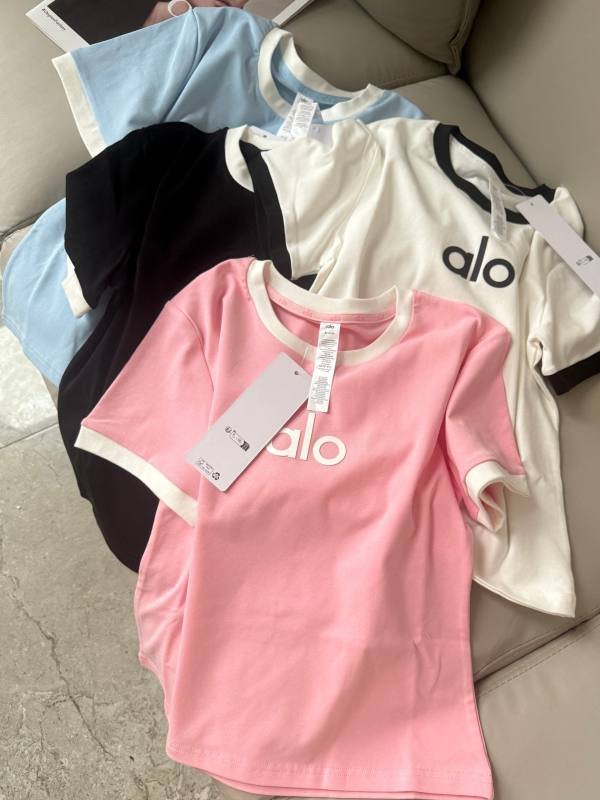 Alo t-shirt everyday pink light blue black and white yoga