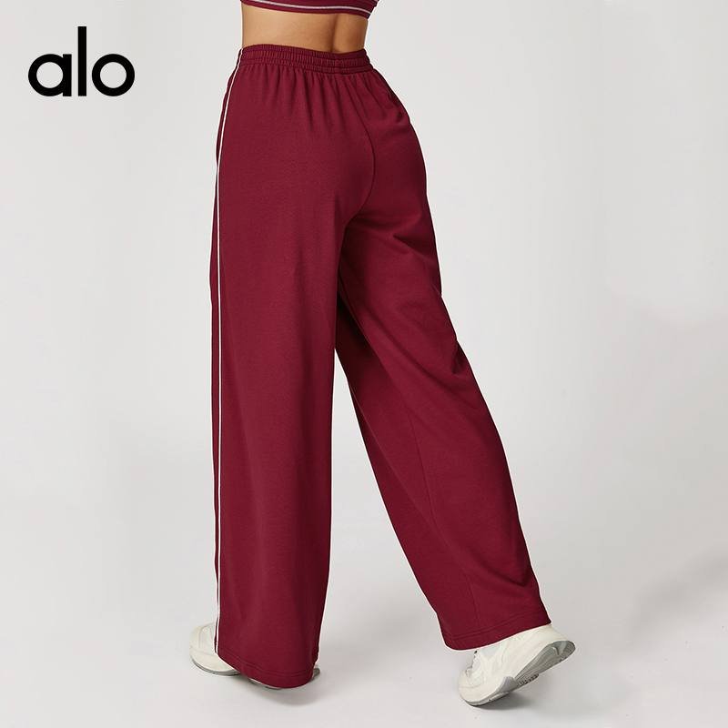 Alo Leggings aloyoga Contrast Color Versatile Sports Sweatpants Loose High Waist Straight Sweatpants Outdoor Casual Pants