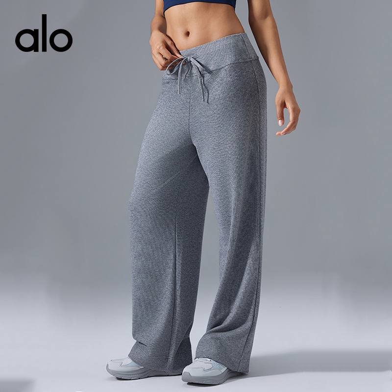 Alo Leggings aloyoga loose and versatile wide-leg pants for women high-waisted drawstring sports pants drapey casual