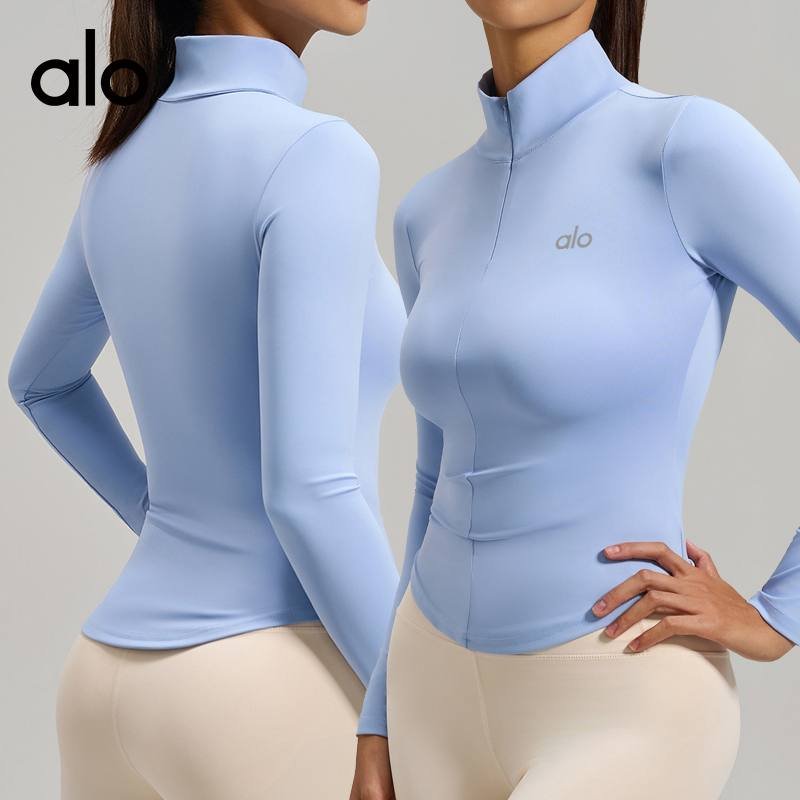 Alo long sleeve studio light blue yoga