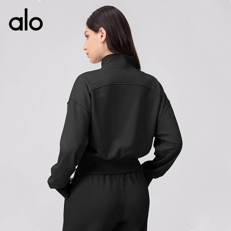 Alo jacket lounge light blue and light heather gray yoga