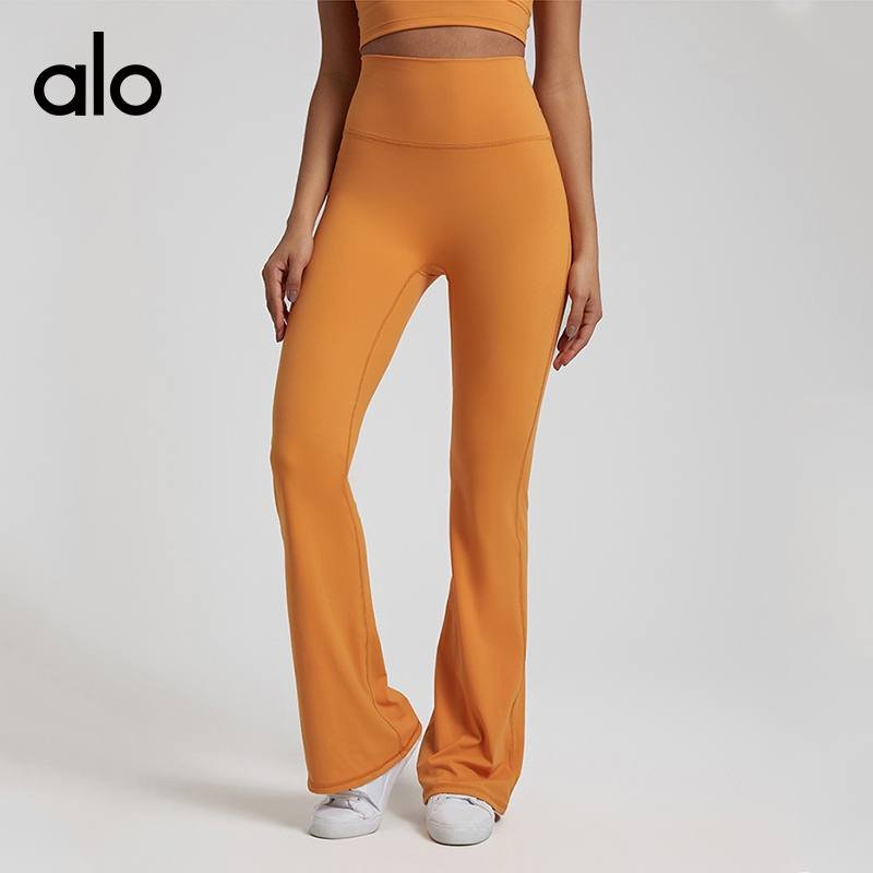 Alo Leggings aloyoga nude stretch sports bell bottoms tight slimming high waist peach hip pants
