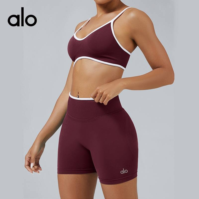 Alo shorts training teal and pink yoga