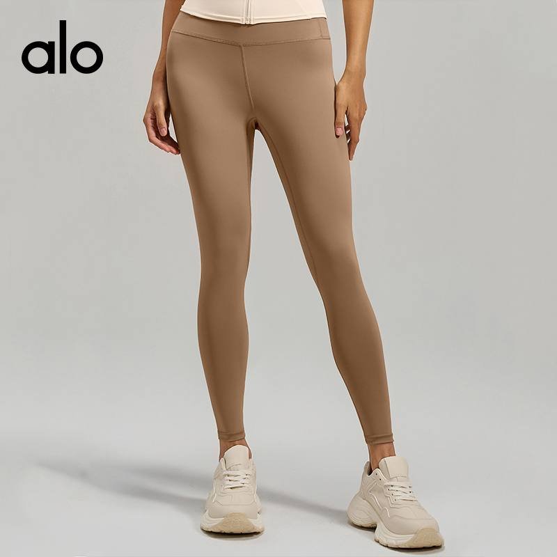 Alo Leggings aloyoga nude peach high waist hip lifting fitness pants running sports tummy control yoga