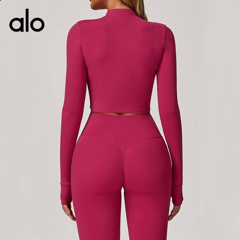 Alo long sleeve yoga sage green and pink