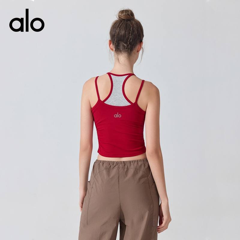 Alo tank yoga light pink taupe heather gray