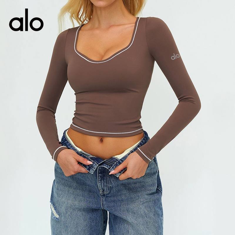 Alo long sleeve everyday navy blue and brown